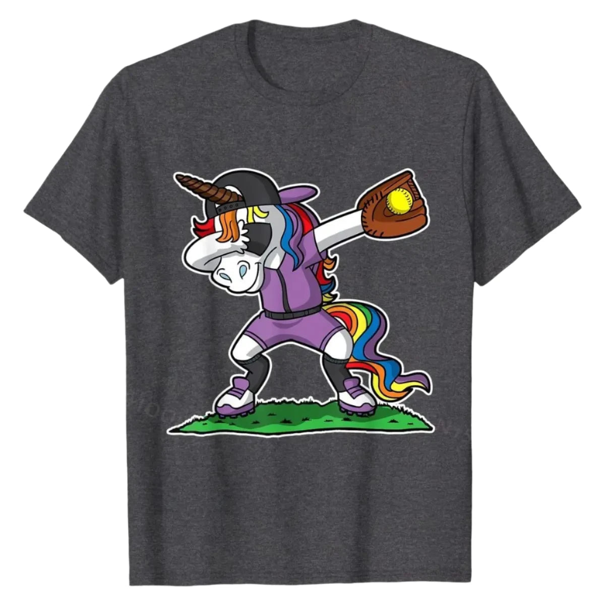 Dabbing Unicorn Softball Shirt dark heather