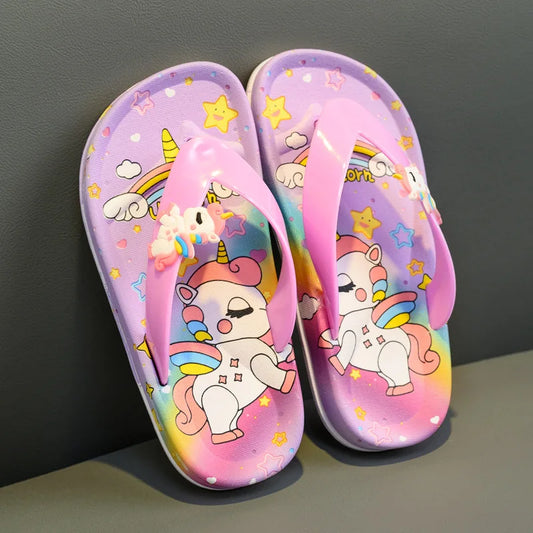 Girls Unicorn Flip Flops
