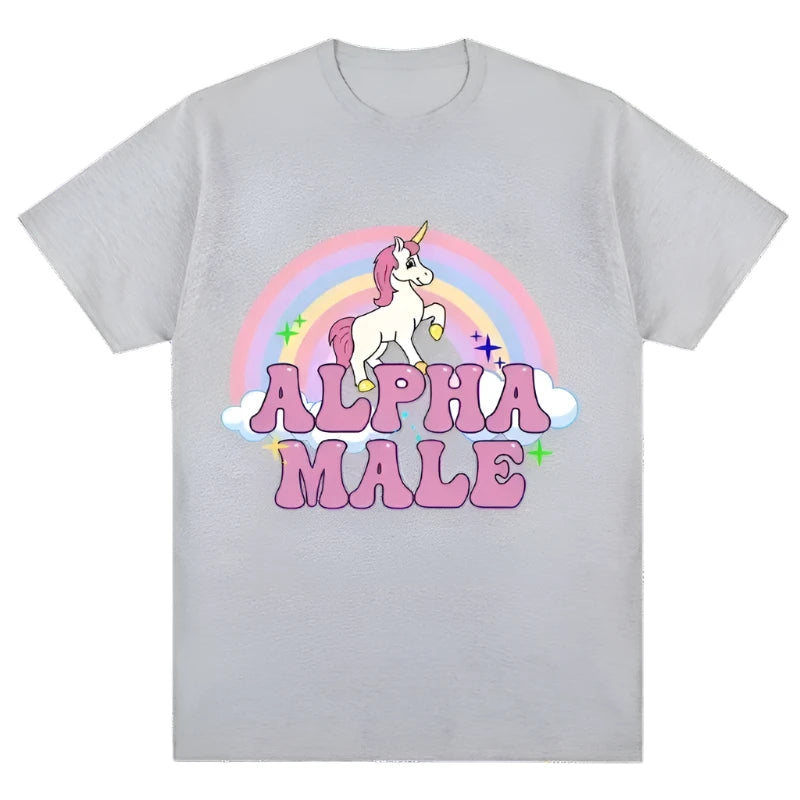 alpha male unicorn shirt, color grey.