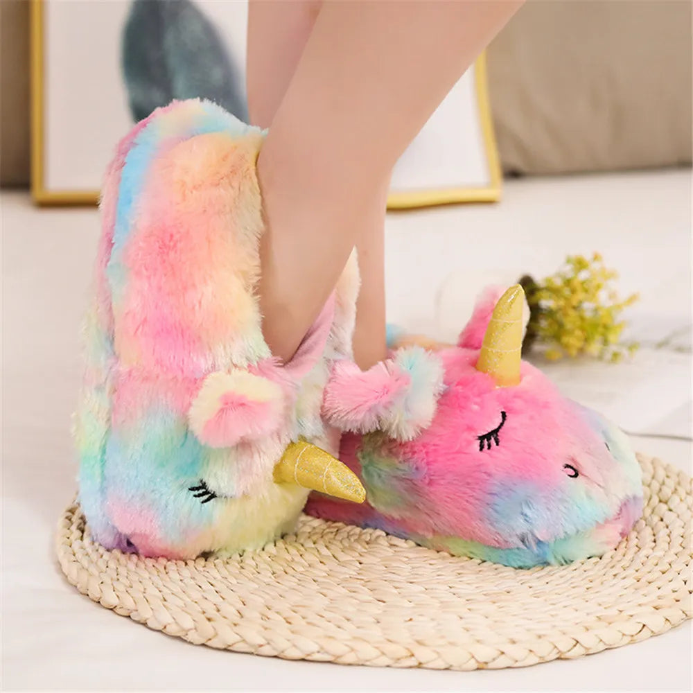 colorful Women's Rainbow Unicorn Slippers
