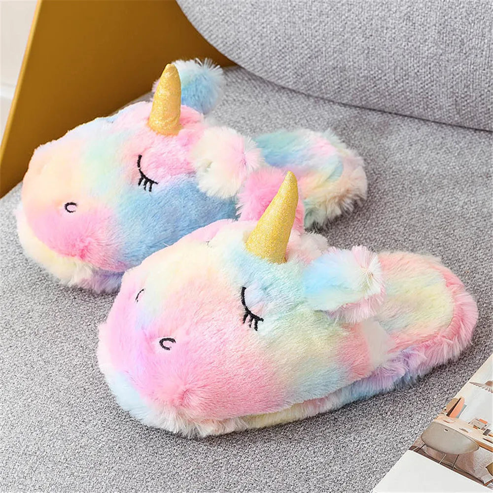 kawaii Women's Rainbow Unicorn Slippers