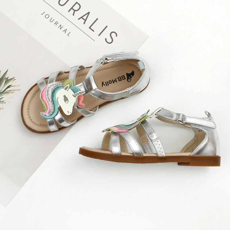 white toddler girl Unicorn Sandals