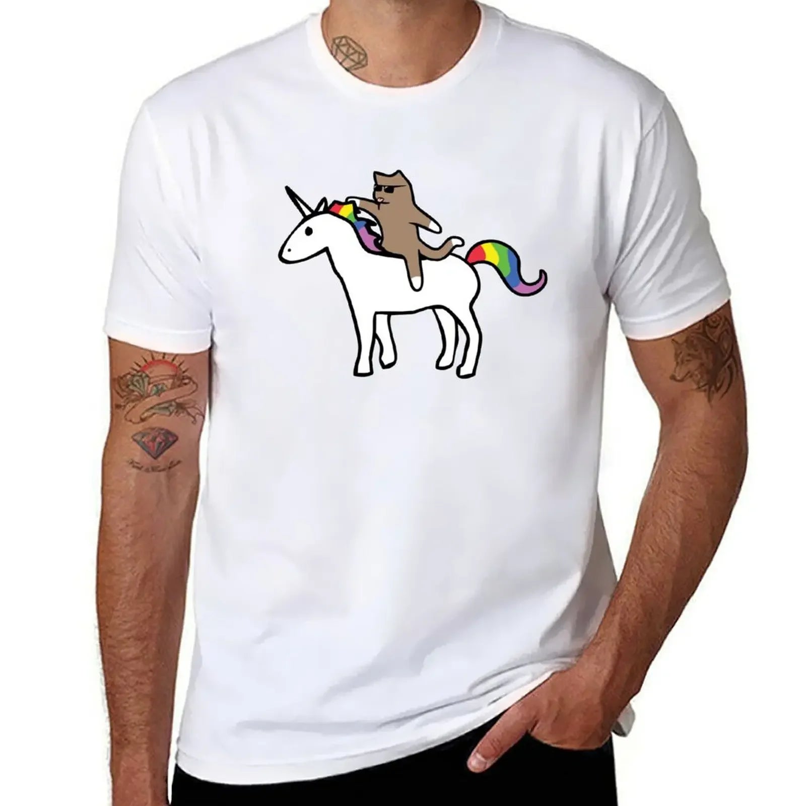 Cat And Unicorn Shirt white