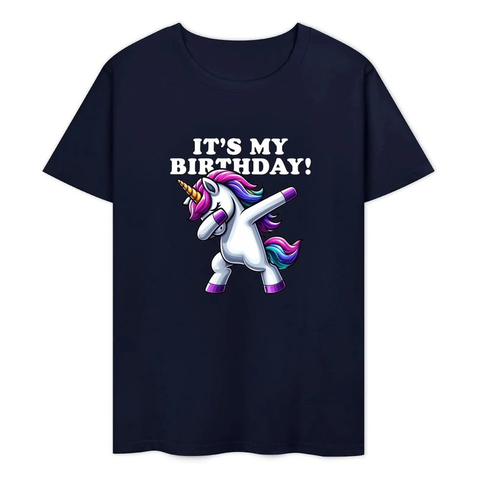 Dabbing Unicorn Birthday Shirt navy blue