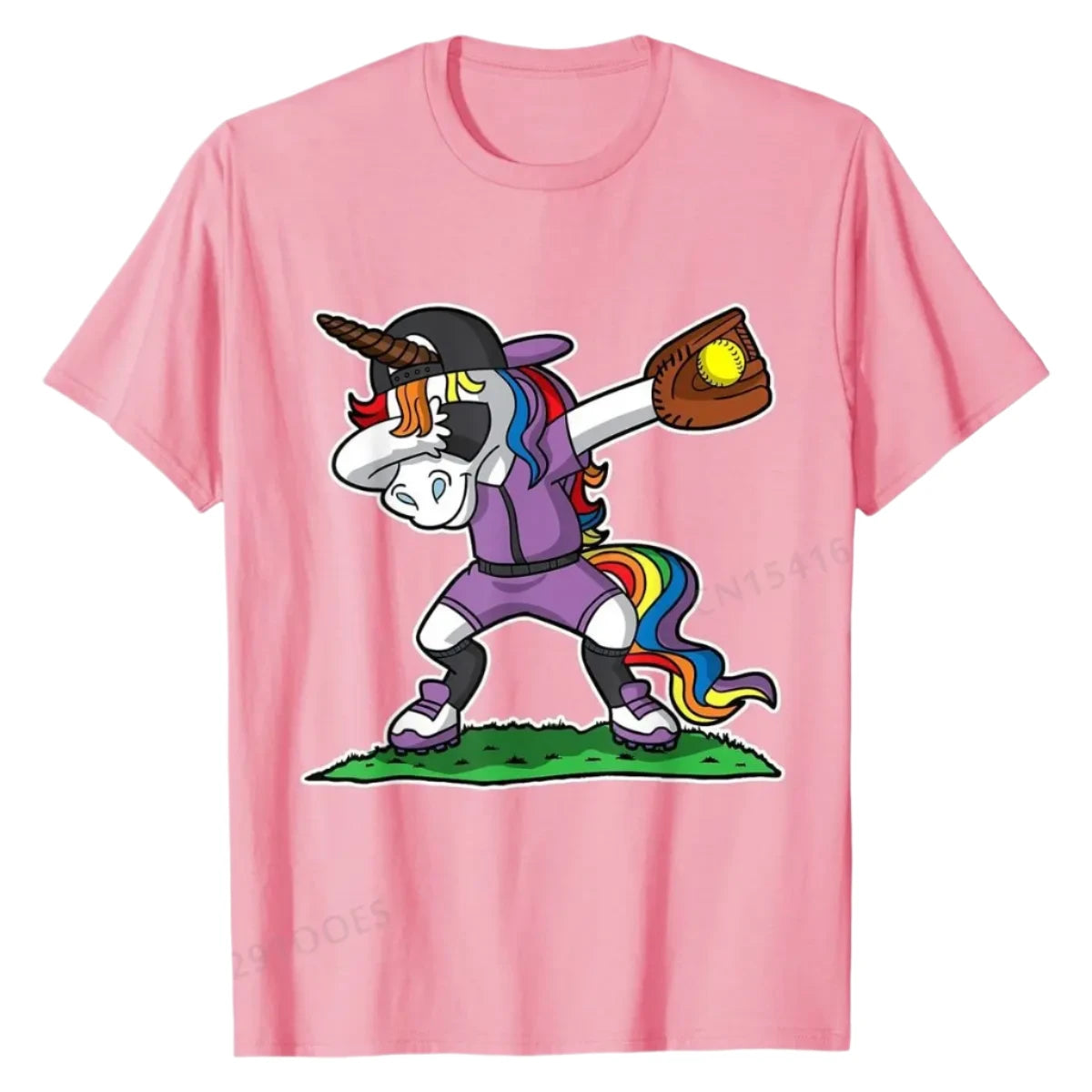 Dabbing Unicorn Softball Shirt pink