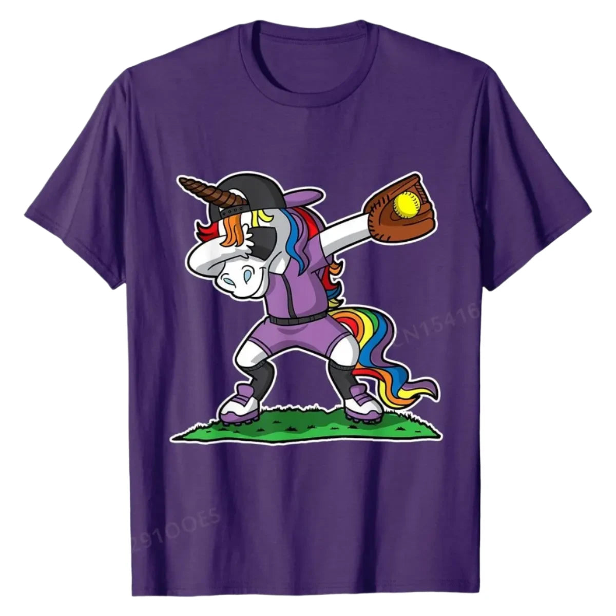 Dabbing Unicorn Softball Shirt purple