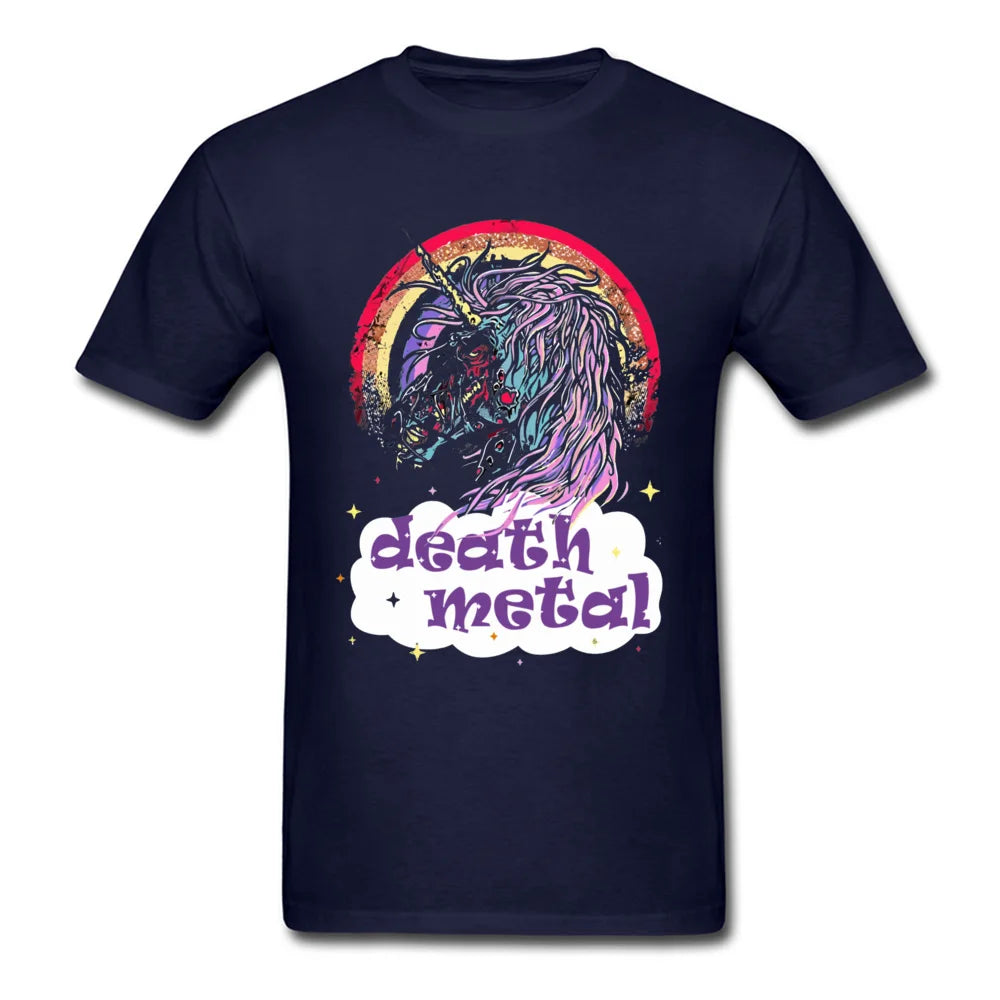 Death Metal Zombie Unicorn Shirt navy