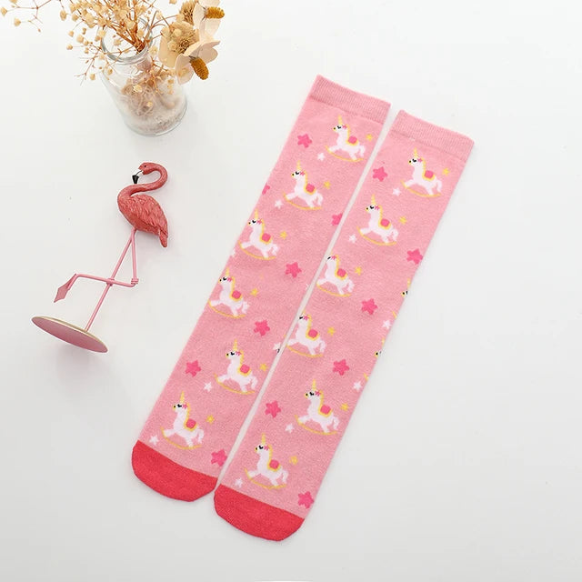 Pink little unicorn Knee High Socks