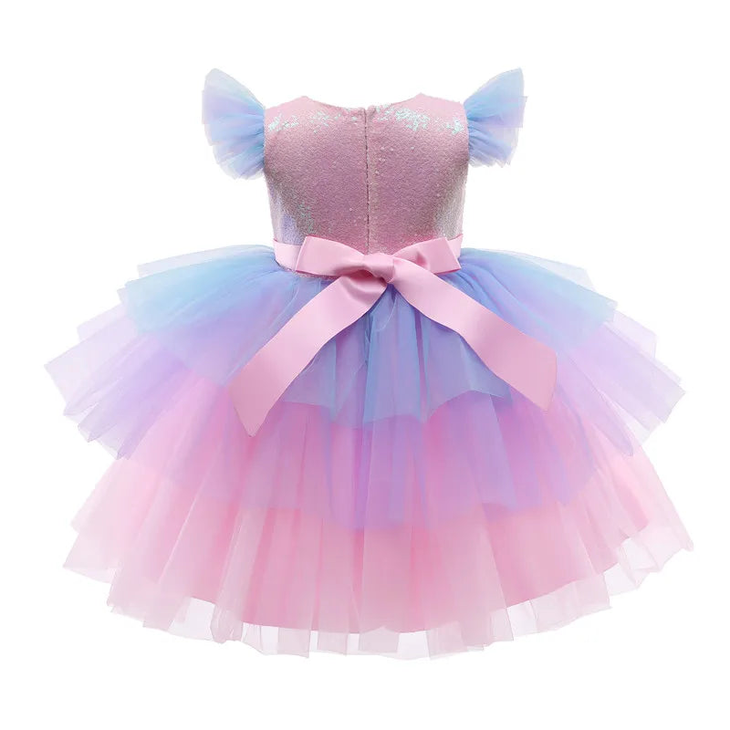 Rainbow Unicorn Dress from back