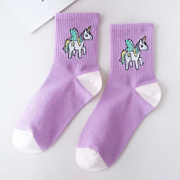 Unicorn Socks white and purple