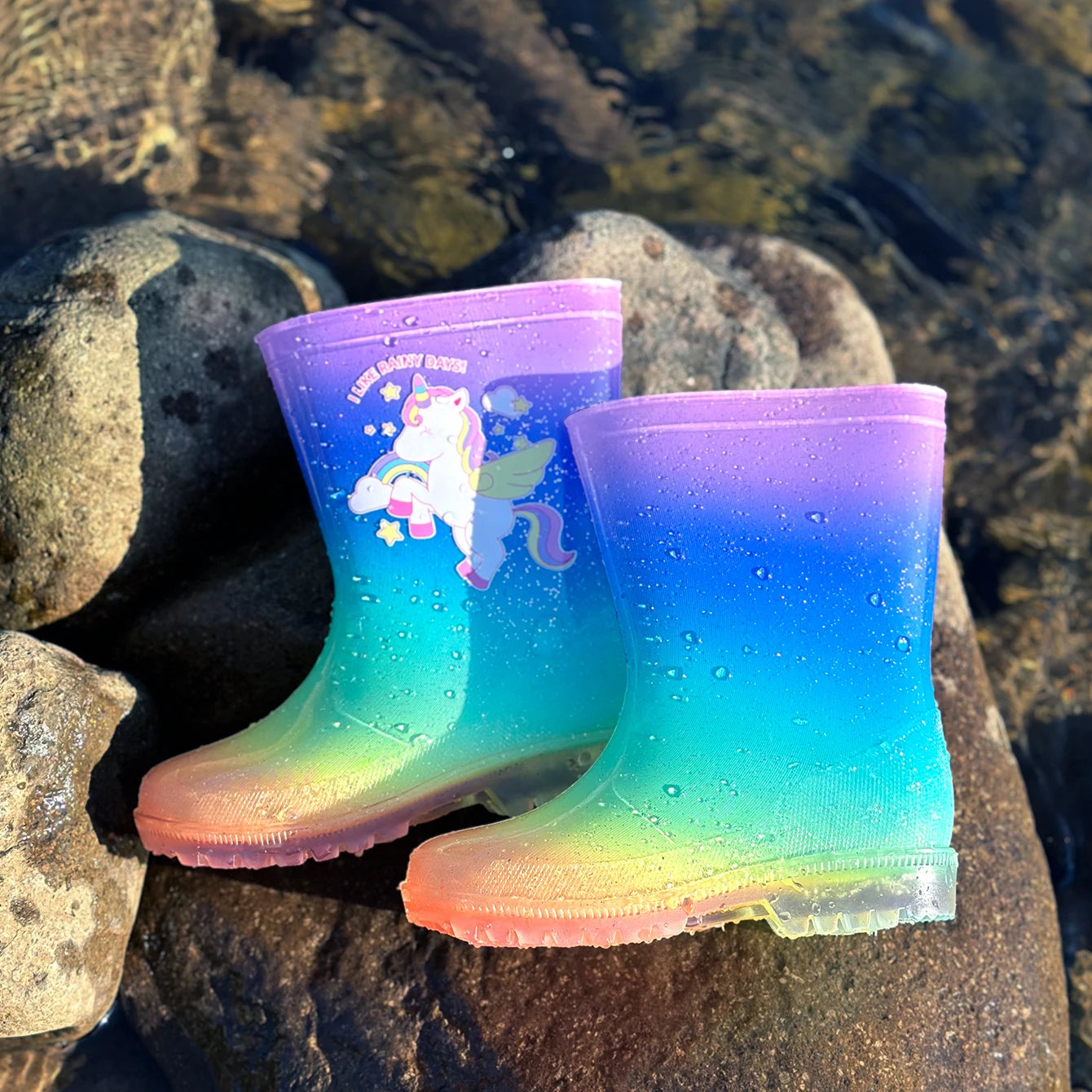 Waterproof Rainbow Unicorn Rain Boots