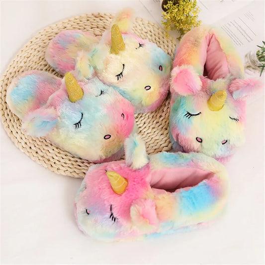 Women's Rainbow Unicorn Slippers
