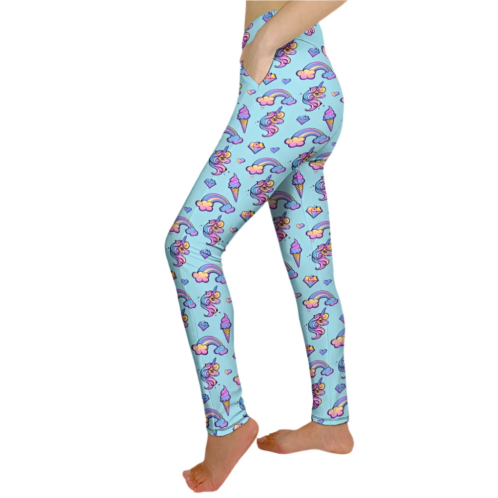 Women's Unicorn Leggings blue color