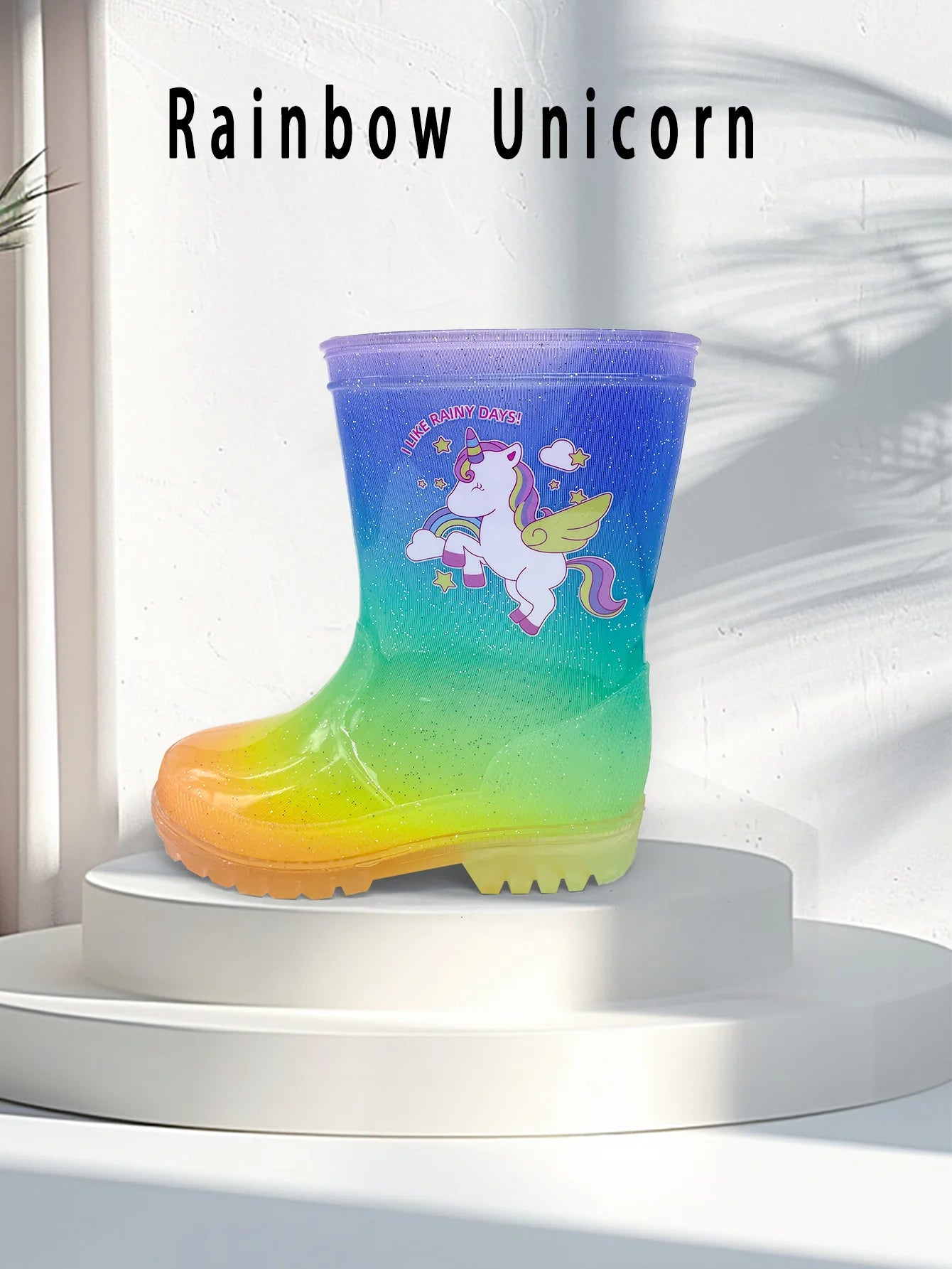 children Rainbow Unicorn Rain boots