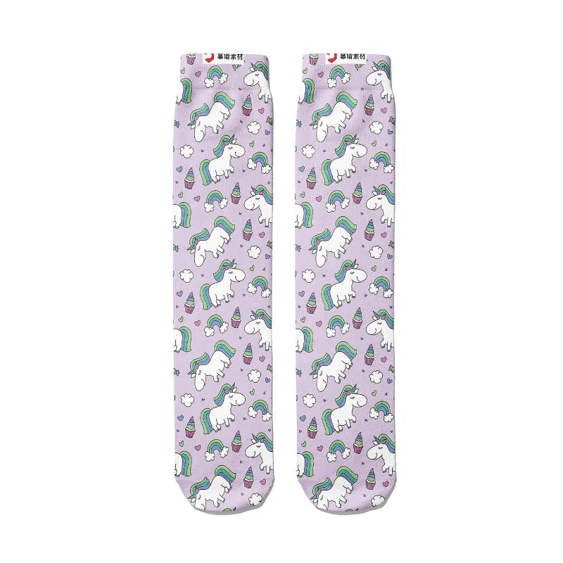 colorful unicorn womens socks