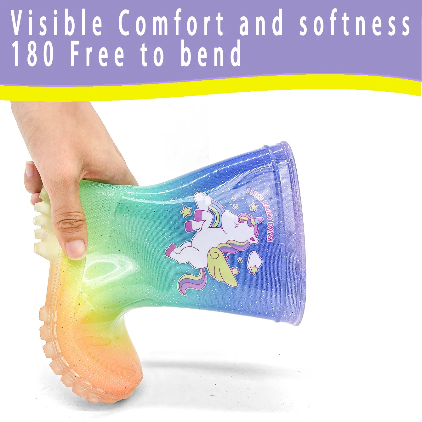 girls Rainbow Unicorn Rain boots