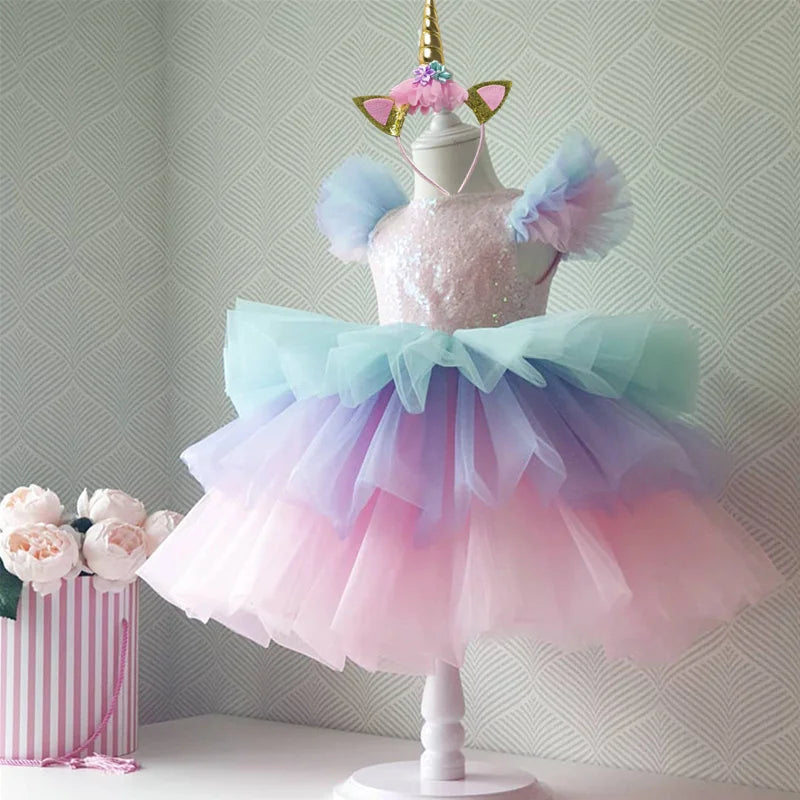 kids Rainbow Unicorn Dress 