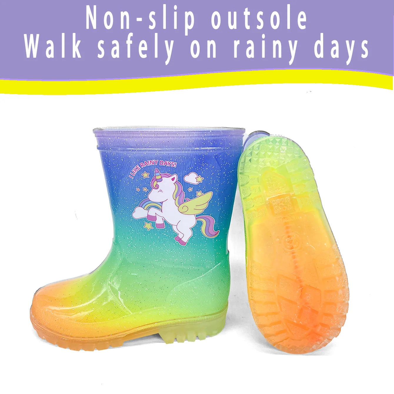 kids Rainbow Unicorn Rain boots