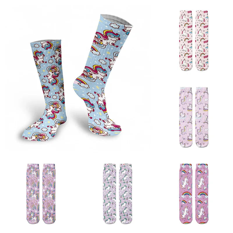 pair of unicorn socks made for female