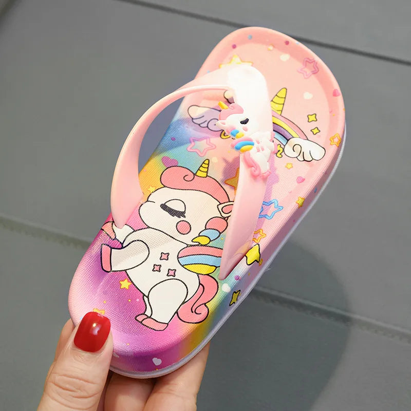 pink unicorn flip flops for kids