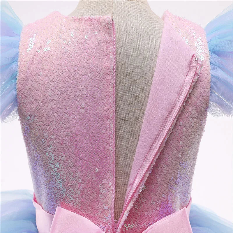 princess girl Rainbow Unicorn Dress 