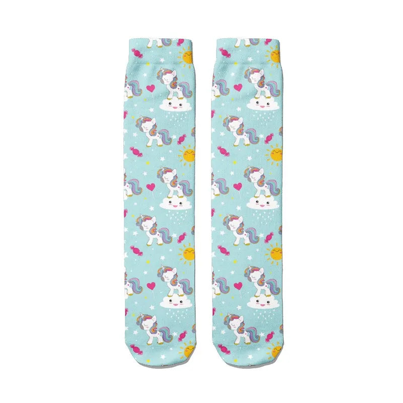 sky blue Socks With Unicorns 